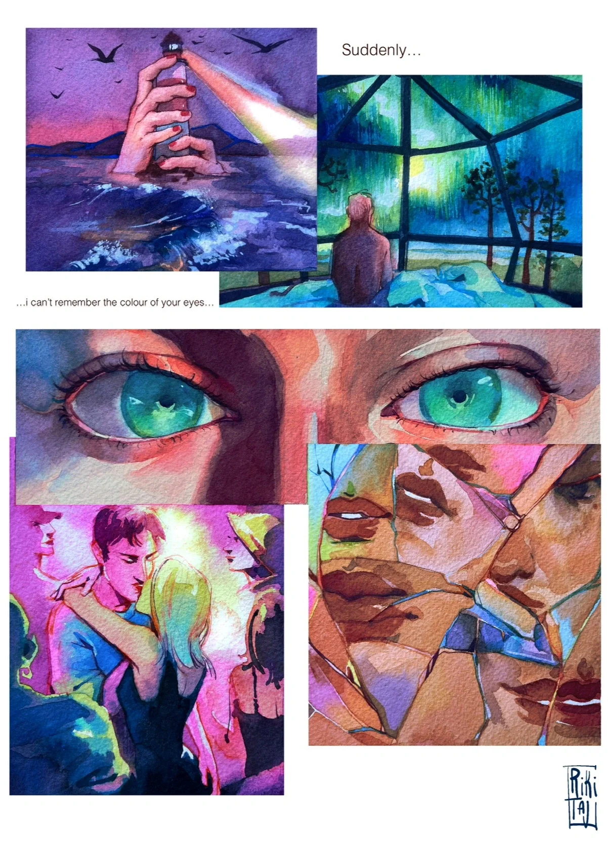 Universe triptych. Watercolor cotton paper. 2024. 40x30 cm. “Rooms” exhibition project.