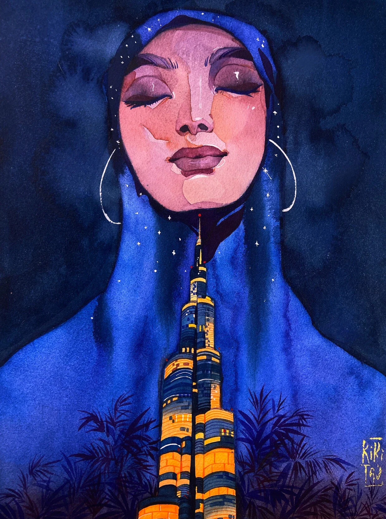 Miracle. Watercolor graphic on cotton paper. Watercolor. 40x30 cm. 2021.