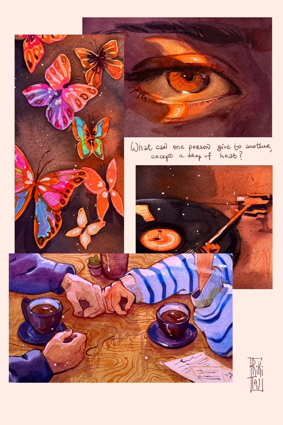 Universe triptych. Watercolor cotton paper. 2024. 40x30 cm. “Rooms” exhibition project.