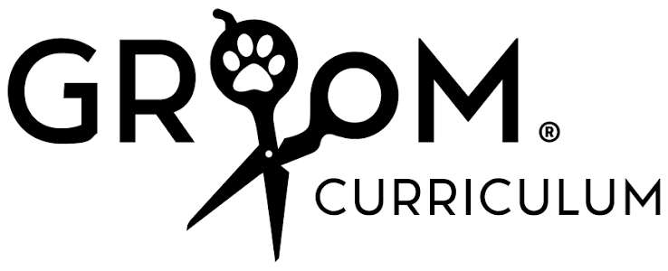 Groom Curriculum logo with stylized scissors and paw print.