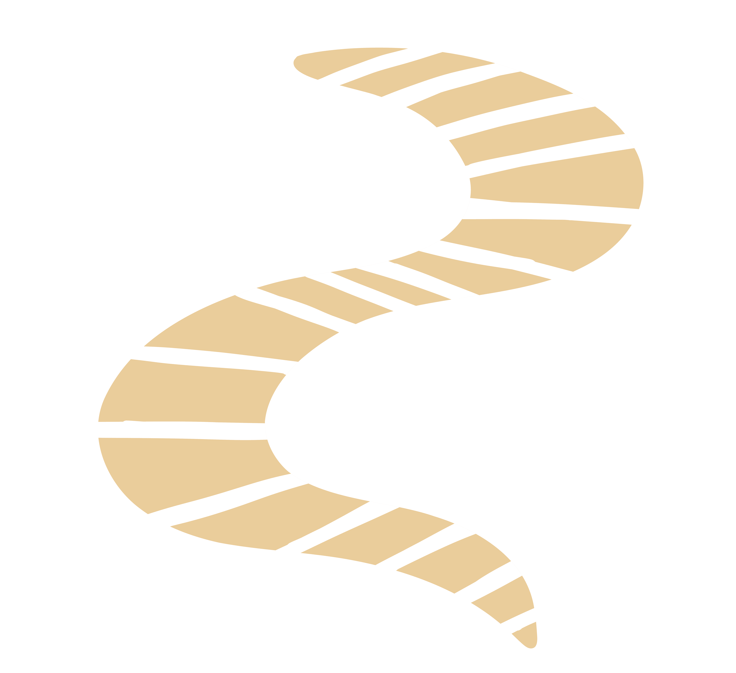 Black and gold striped curved shape resembling a path