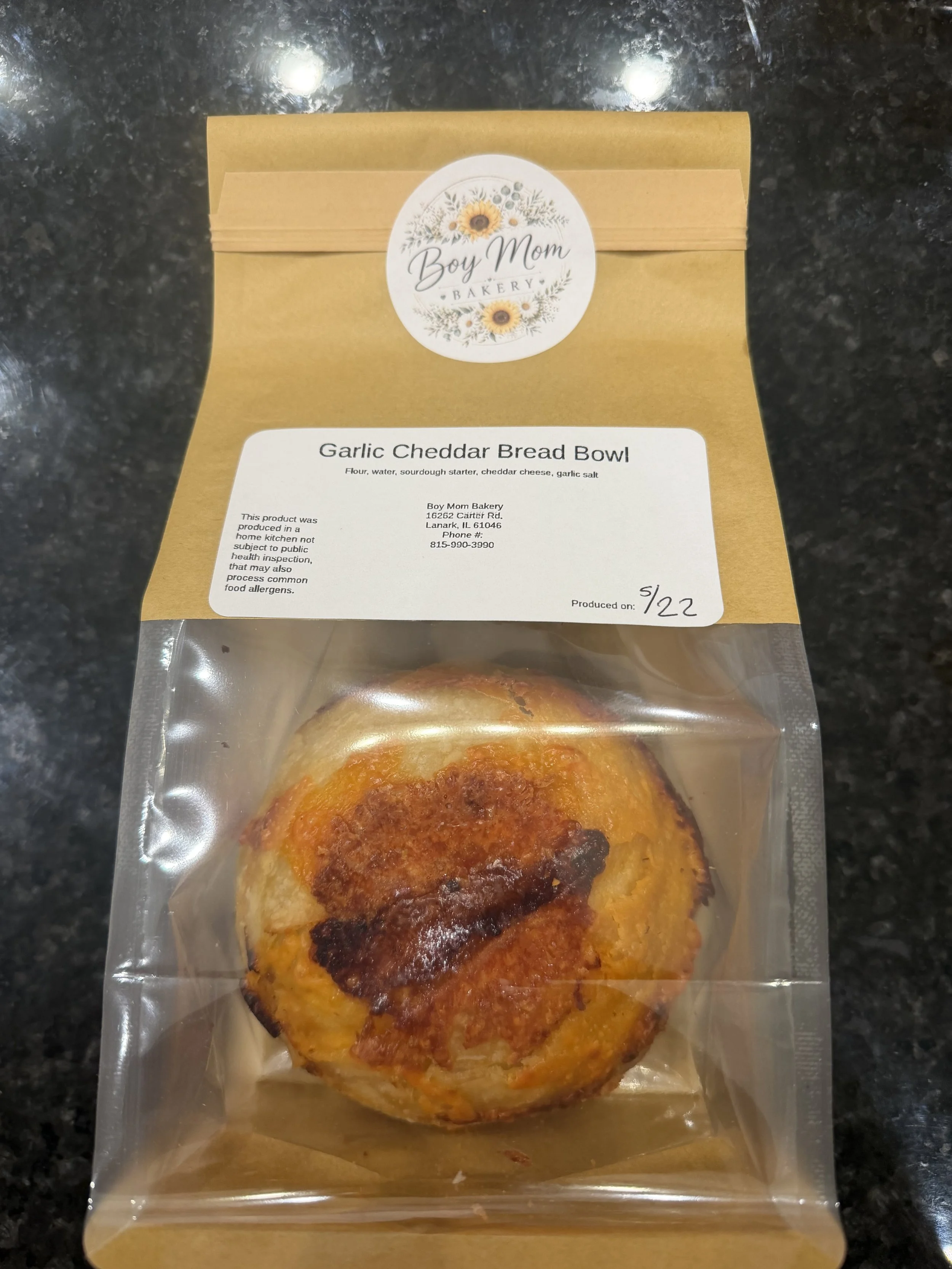 Sourdough Garlic Cheddar Bread Bowl