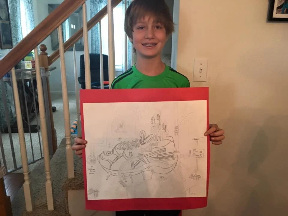 Middle School Boy Drawing shoe as a buildling .JPG