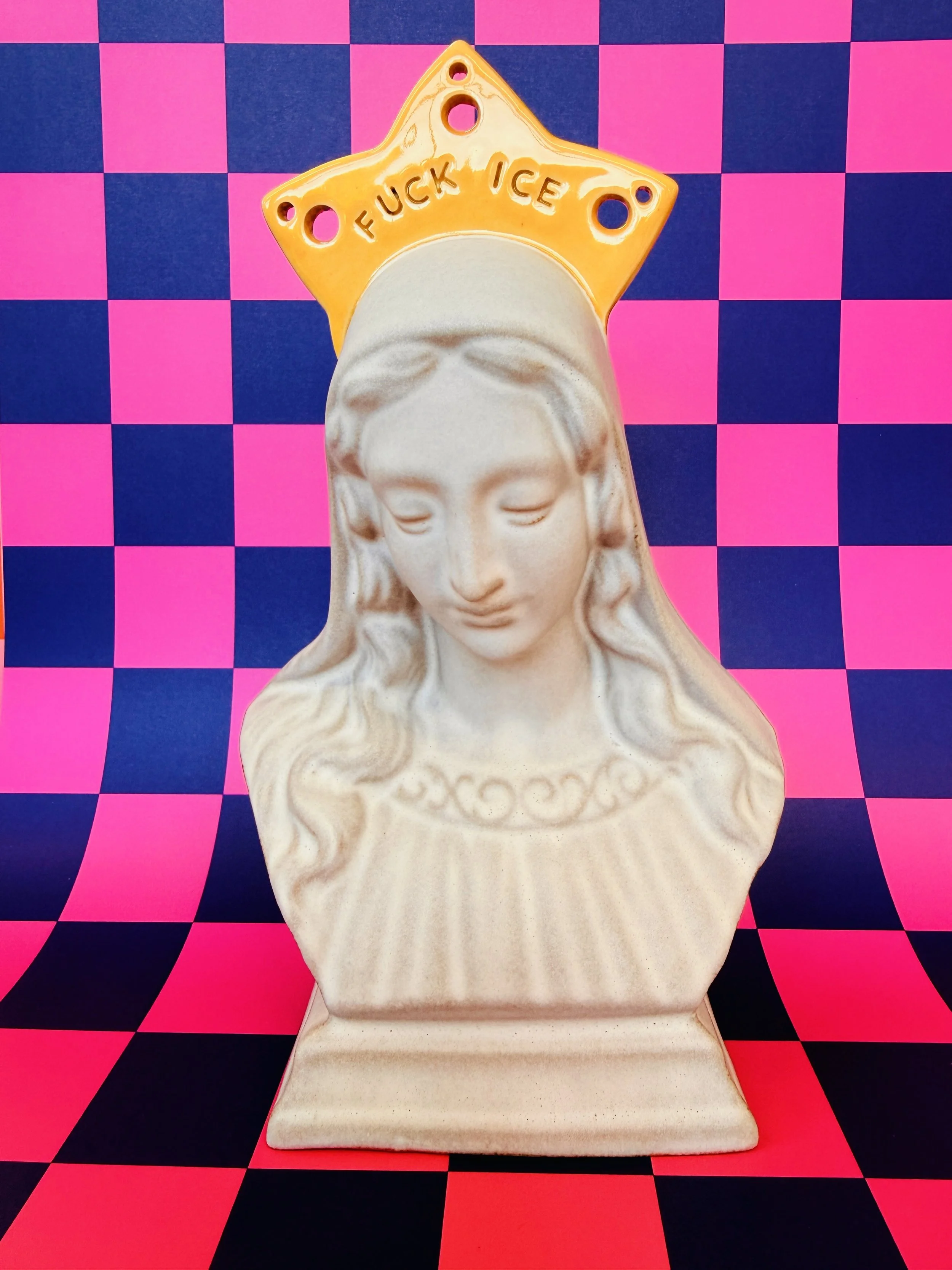 Ceramic Mary with Fuck Ice on her Crown