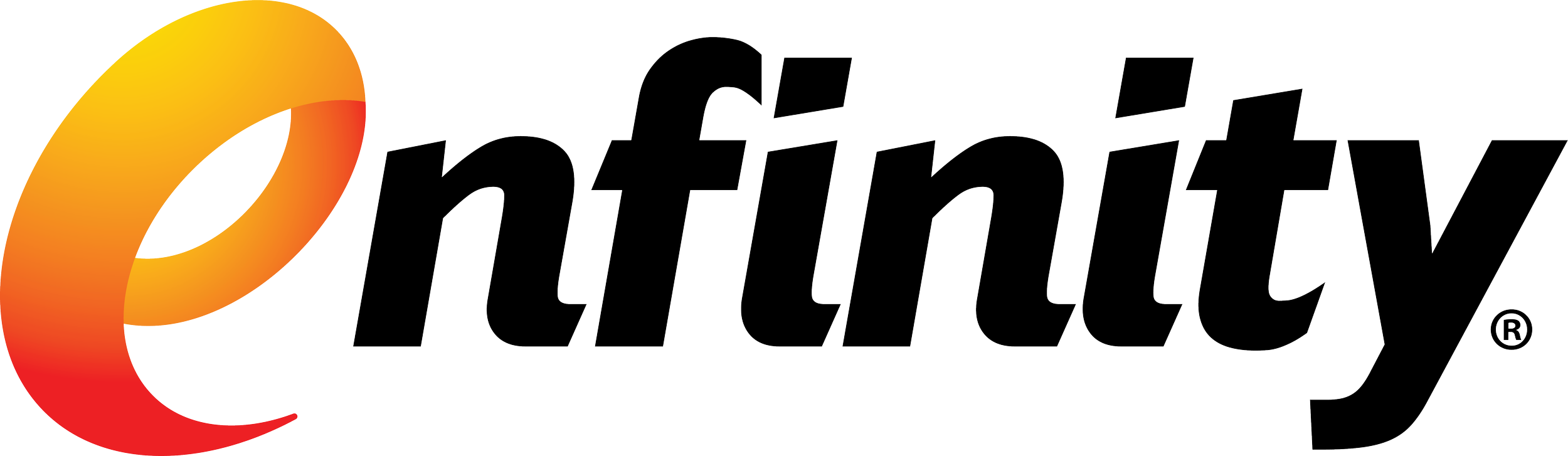 The image shows the logo of Infiniti, which includes a stylized orange and yellow infinity symbol and the word 'Infiniti' in black text.