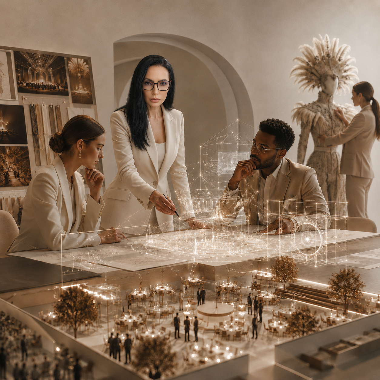 Aaliyah Makhmad directing creative concept development for an upcoming luxury event