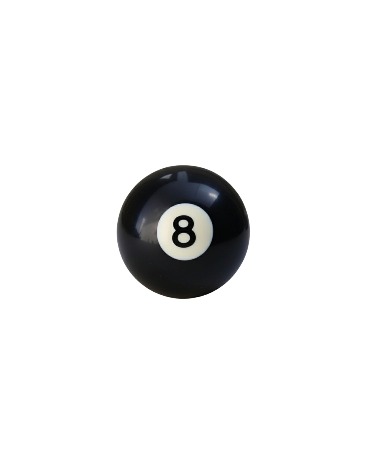 A black billiard ball with an eight number on it in white circle.