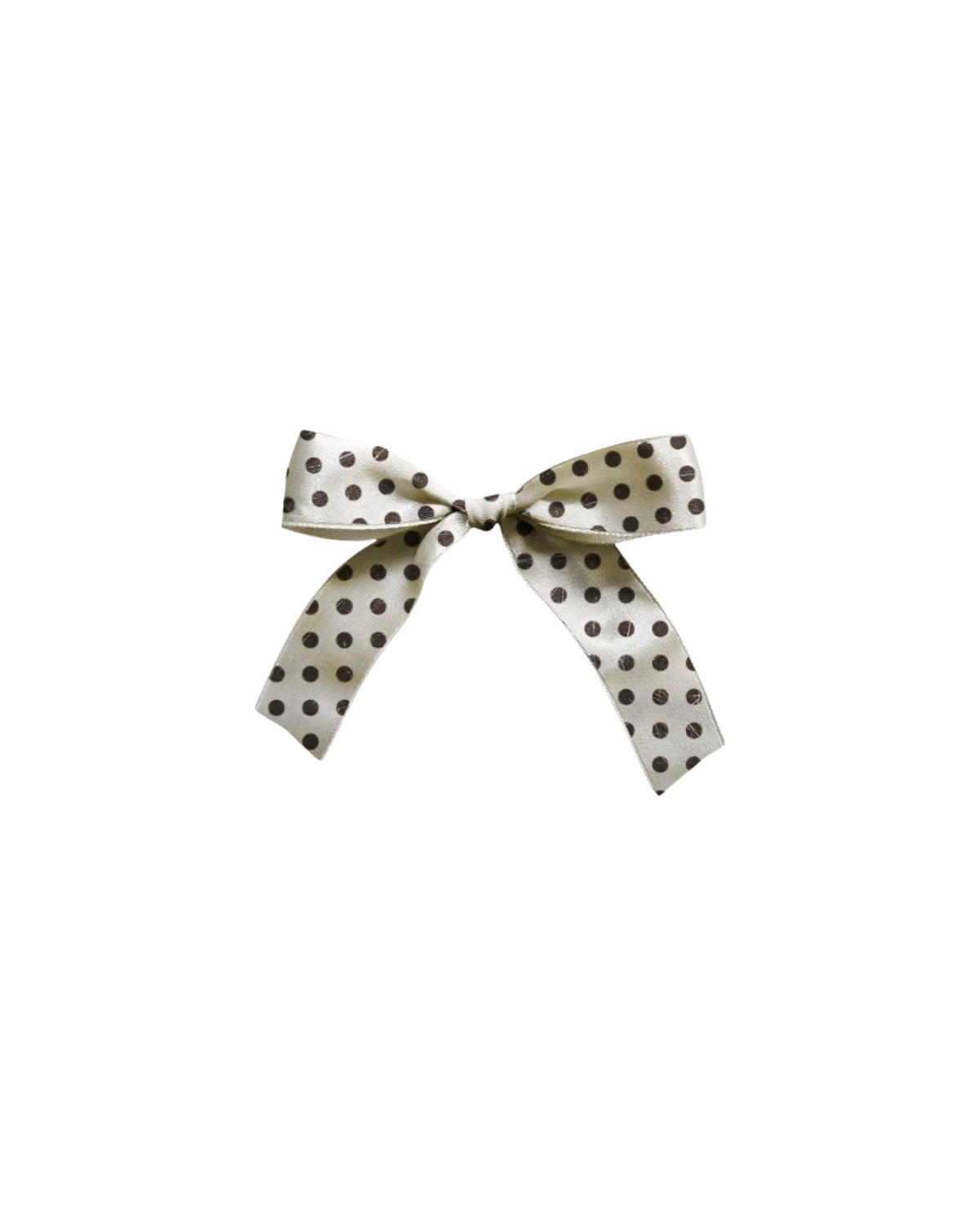 White fabric bow with black polka dots.