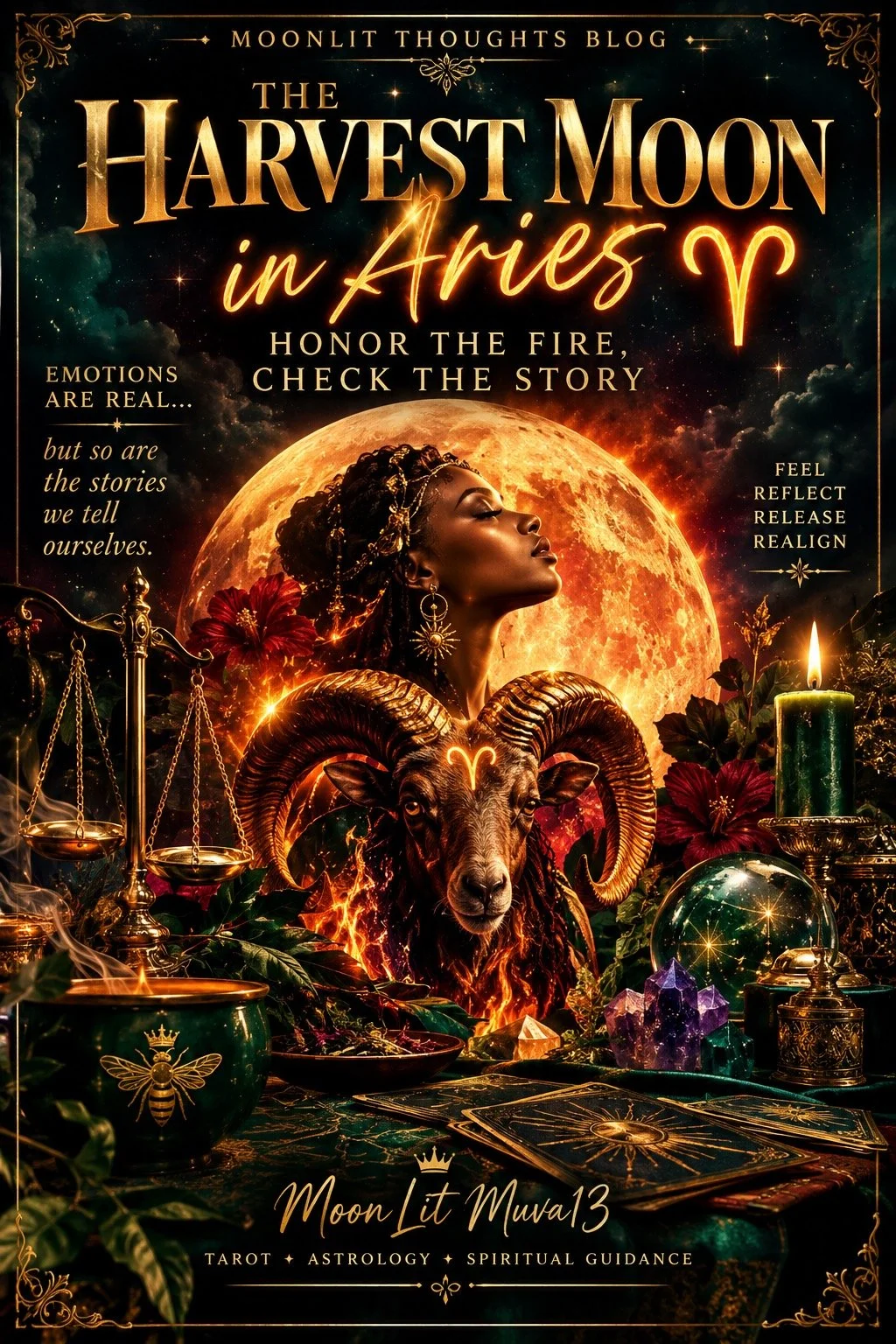The Harvest Moon in Aries: Honor the Fire, Check the Story 🌕🔥