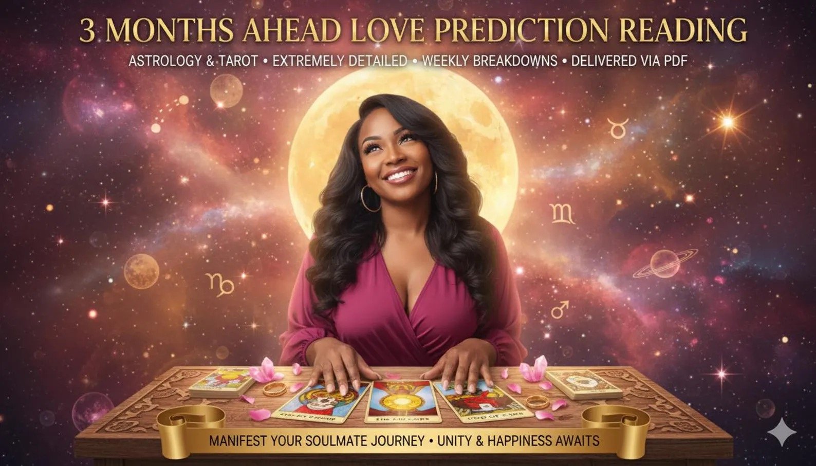3-Month Love Prediction Reading, Tarot and Astrology (PDF), detailed honest accurate