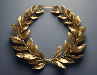Gold laurel wreath on dark background