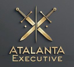 Logo with two crossed swords above the text 'Atalanta Executive' on a dark background.