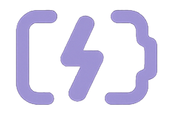 Purple battery icon with a lightning bolt in the center, symbolizing charging or power.