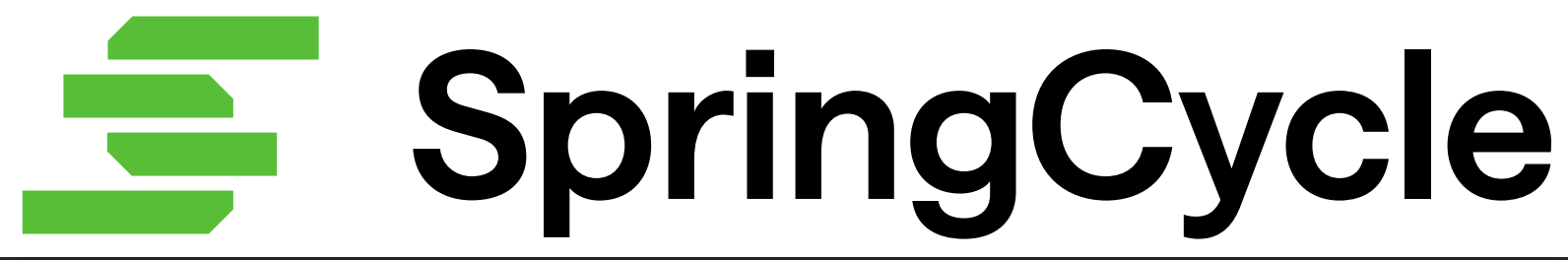 SpringCycle logo with green stylized bicycle chain and black text