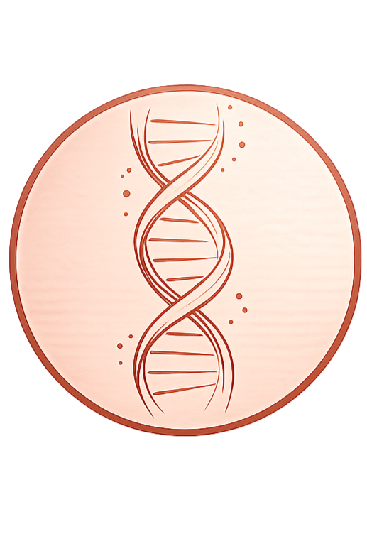 Illustration of a double helix DNA strand inside a circle, symbolizing genetics or molecular biology.