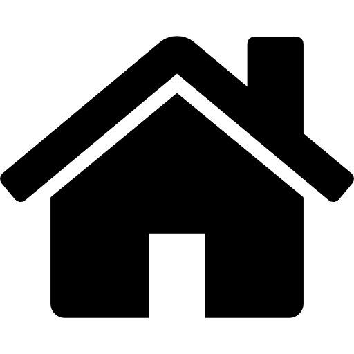 Silhouette of a house with a pitched roof and a chimney.