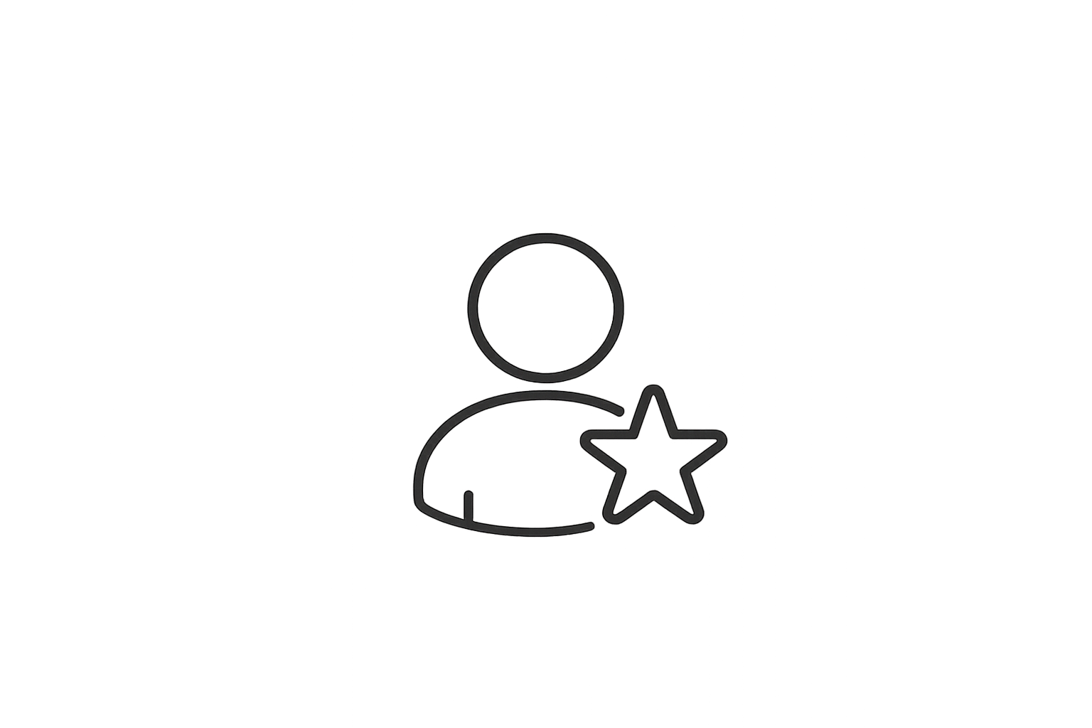 Outline icon of a person with a star badge, indicating a user with a special or verified status.