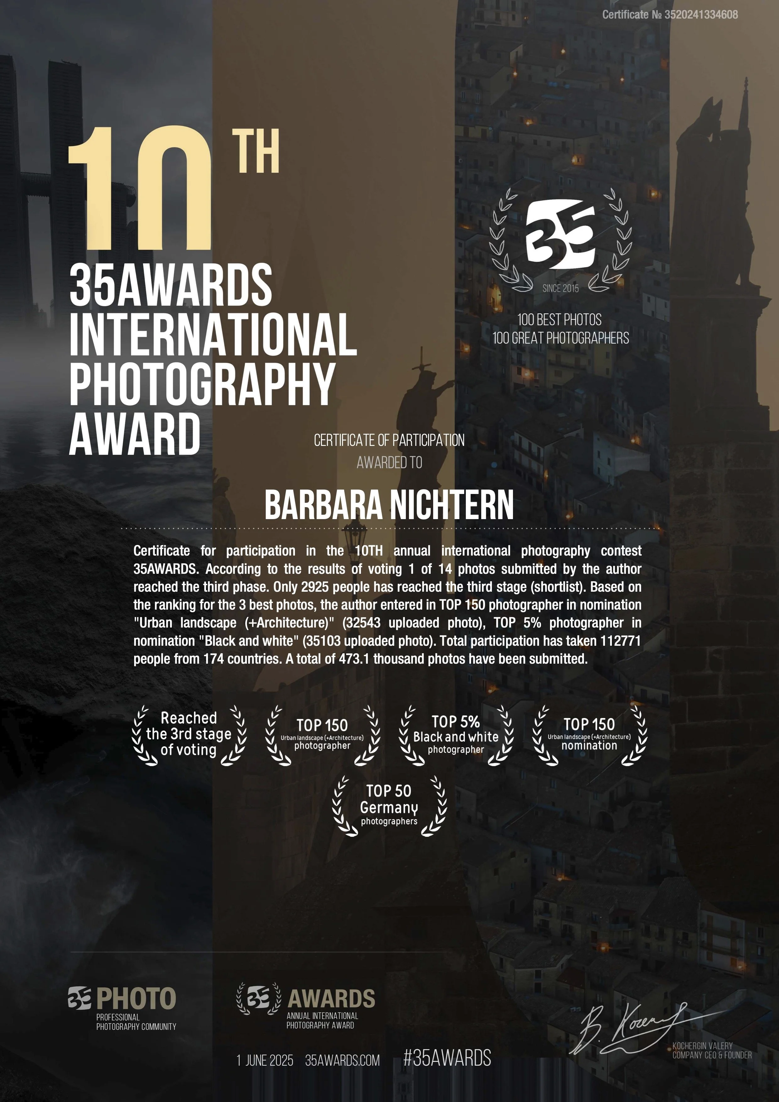 2025 : TOP 150 photographer in nomination
"Urban landscape (+Architecture)" (32543 uploaded photo),