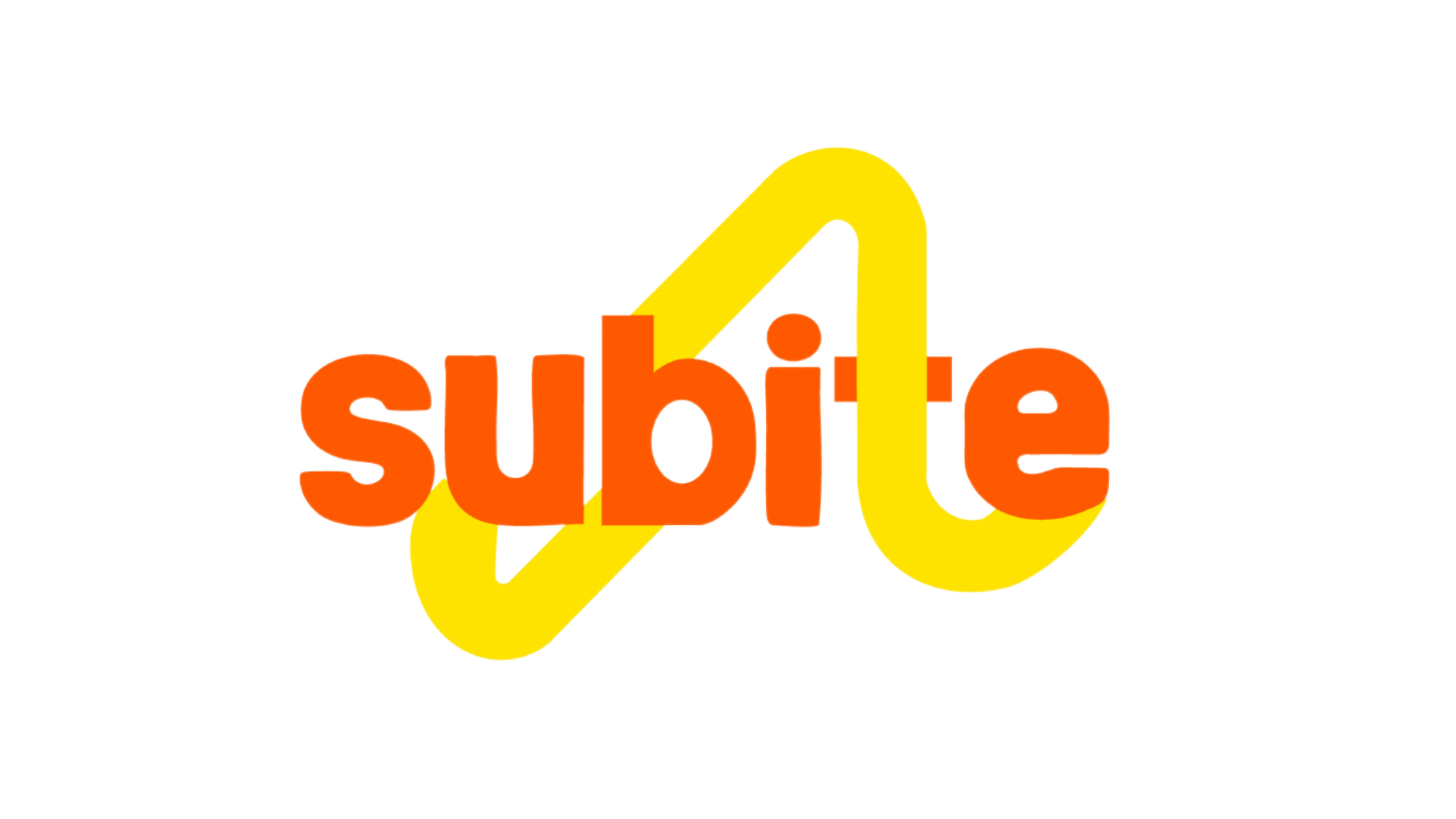 The logo of Subite, featuring the word 'subite' in orange letters with a yellow arrow underline, on a black background.
