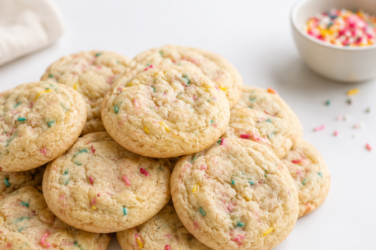Sprinkle Sugar Cookies are soft, buttery sugar cookies topped with colorful sprinkles for a touch of sweetness and charm. With a tender texture and rich vanilla flavor, these nostalgic homemade treats are a timeless favorite. $11.40/dz.