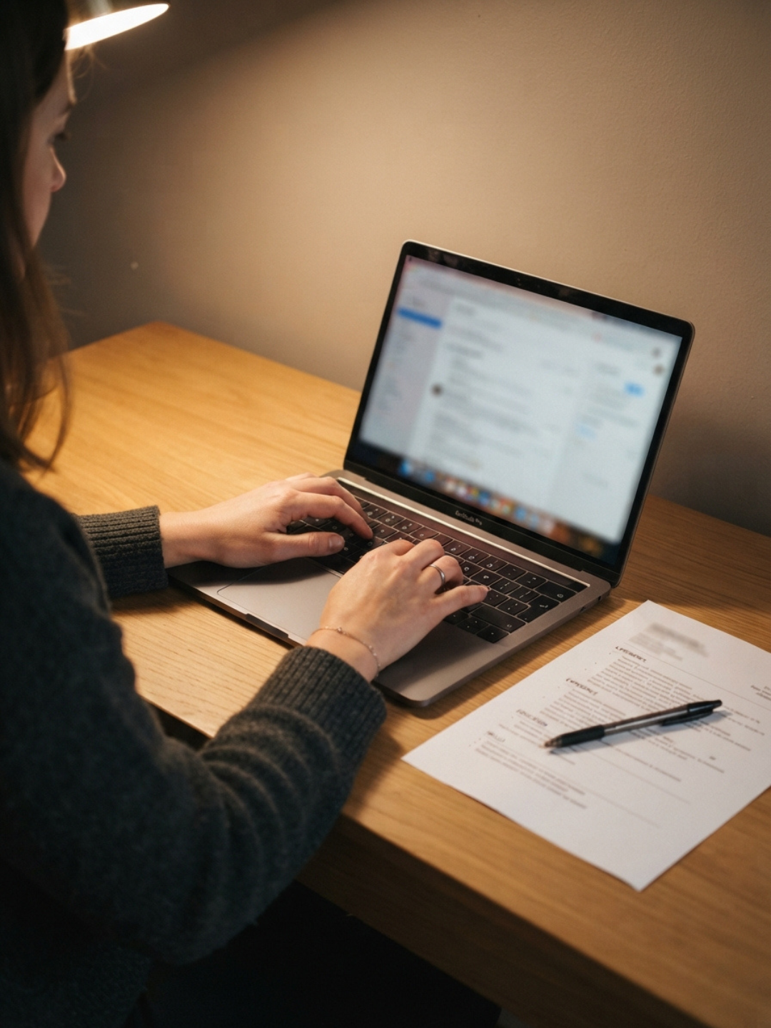 A certified ABA therapist reviewing job opportunities in Dubai on a laptop, prepared with IBT and ABAT credentials from NeuroCore training