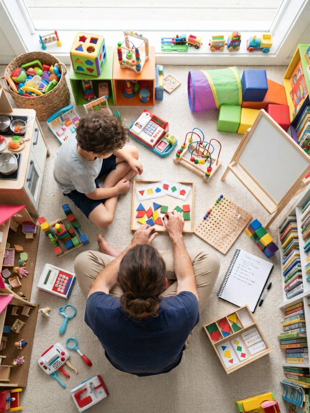A NeuroCore ABA therapist working with a child in the comfort of their own home in Dubai, delivering in-home ABA therapy in a natural and familiar environment
