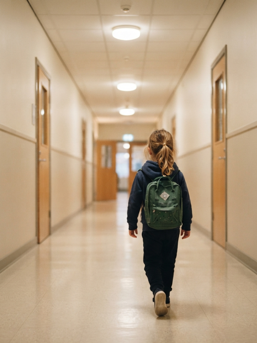 A child with autism arriving at school calmly and confidently during the second week of term, supported by consistent routines built at home