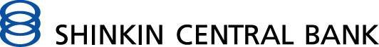 Logo of Shinkin Central Bank with a blue circular emblem and black text.