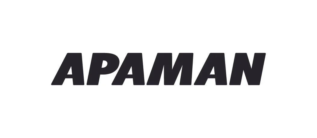 Bold black text spelling 'APAMAN' on a white background.