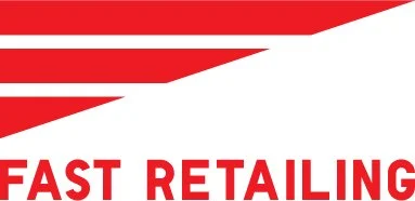 Part of a logo with red and white design and the words "FAST RETAILING"