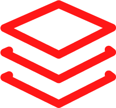 Red icon of three stacked layers or documents