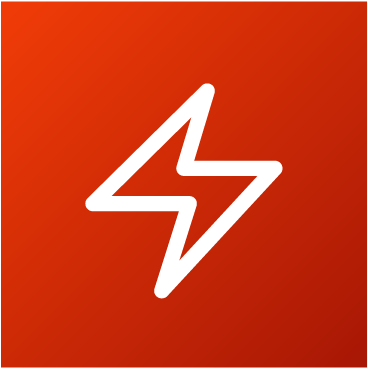 White lightning bolt symbol on a red gradient background.