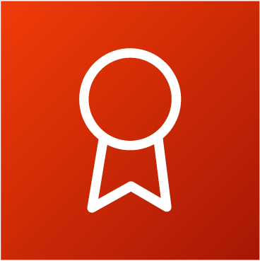 White award ribbon icon on an orange gradient background.