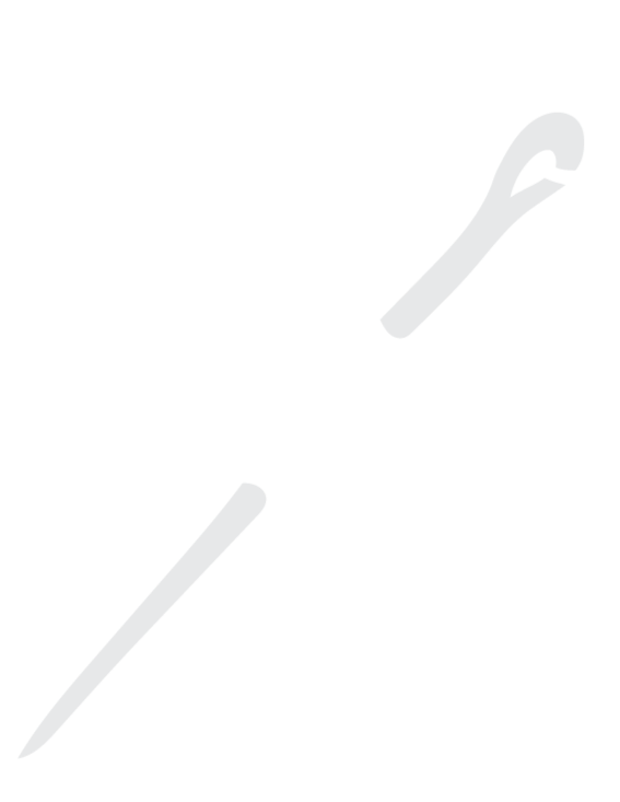Icon of a sewing needle against a black background.