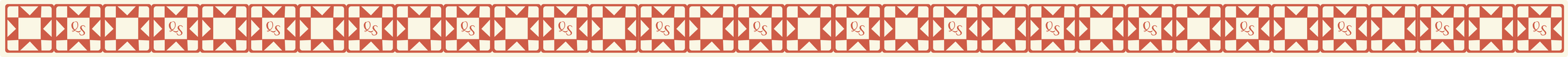 Pattern of red and white geometric tiles with QR code symbols and drive-thru icons.