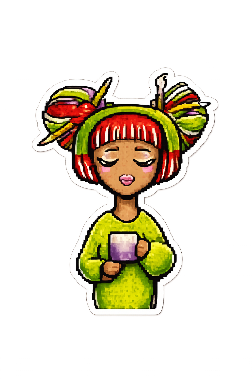 Sticker featuring artwork from the WITHIN Café series by August in Éire.