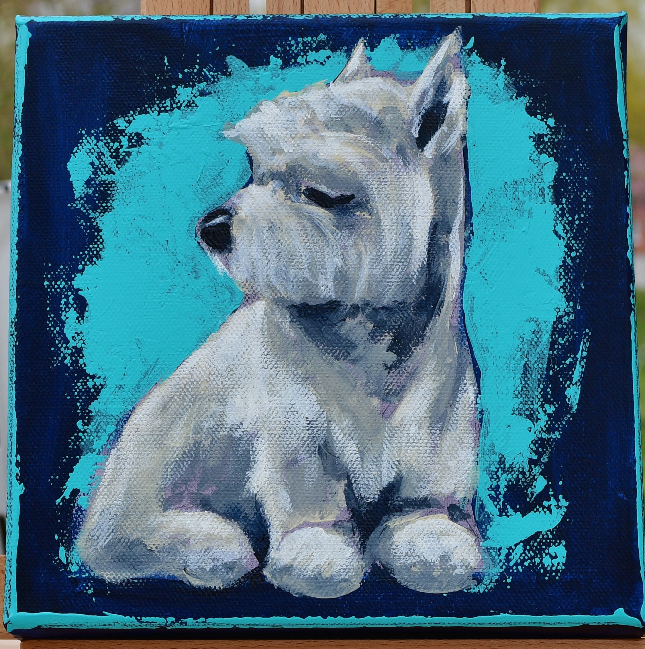 West Highland Terrier from the WITHIN – The Pack series by August in Éire. An acrylic portrait exploring spirit, confidence, and character.