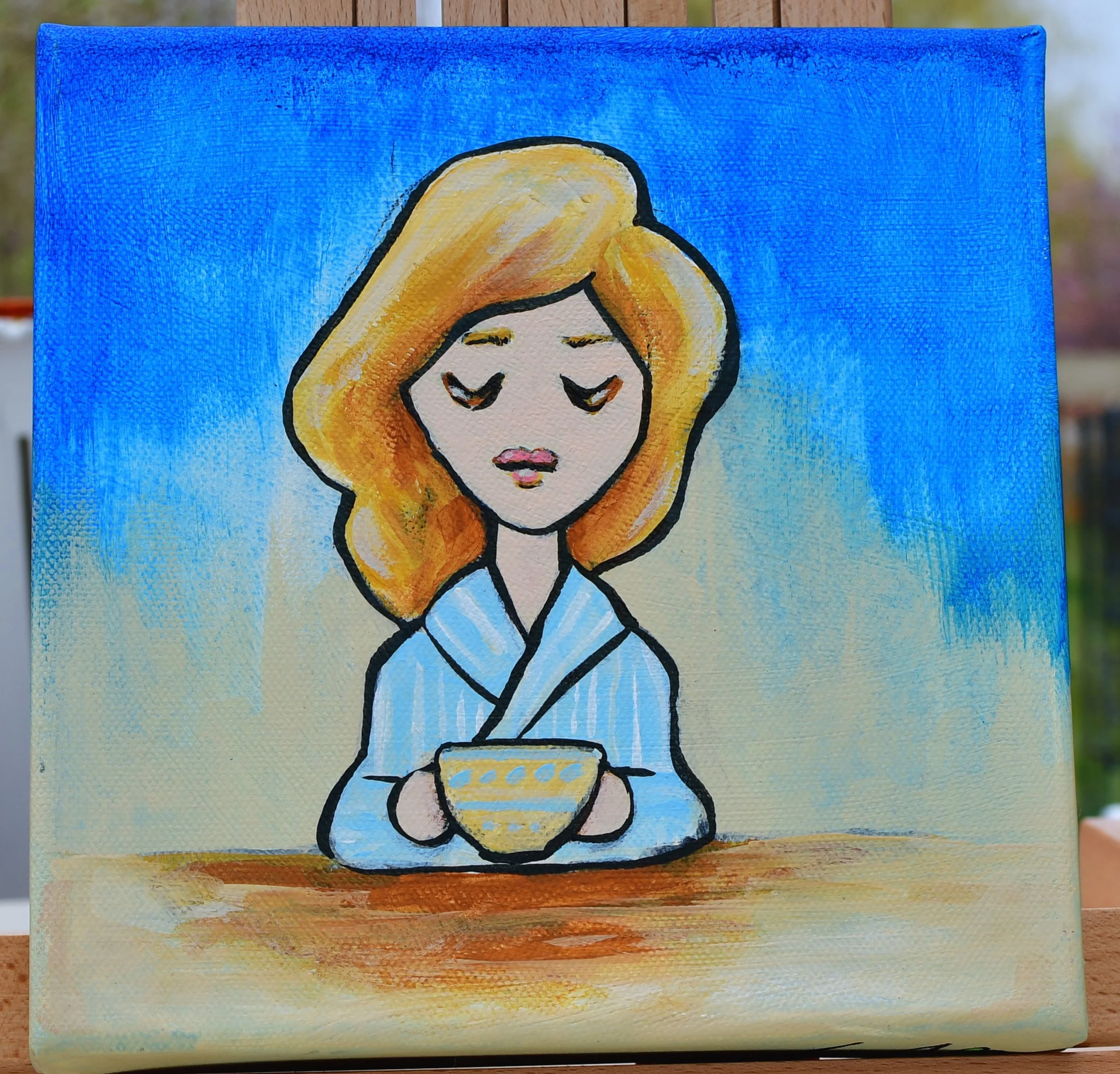 Wake Up from the WITHIN Café series by August in Éire. A acrylic portrait inspired by new beginnings, quiet mornings, and reflection.