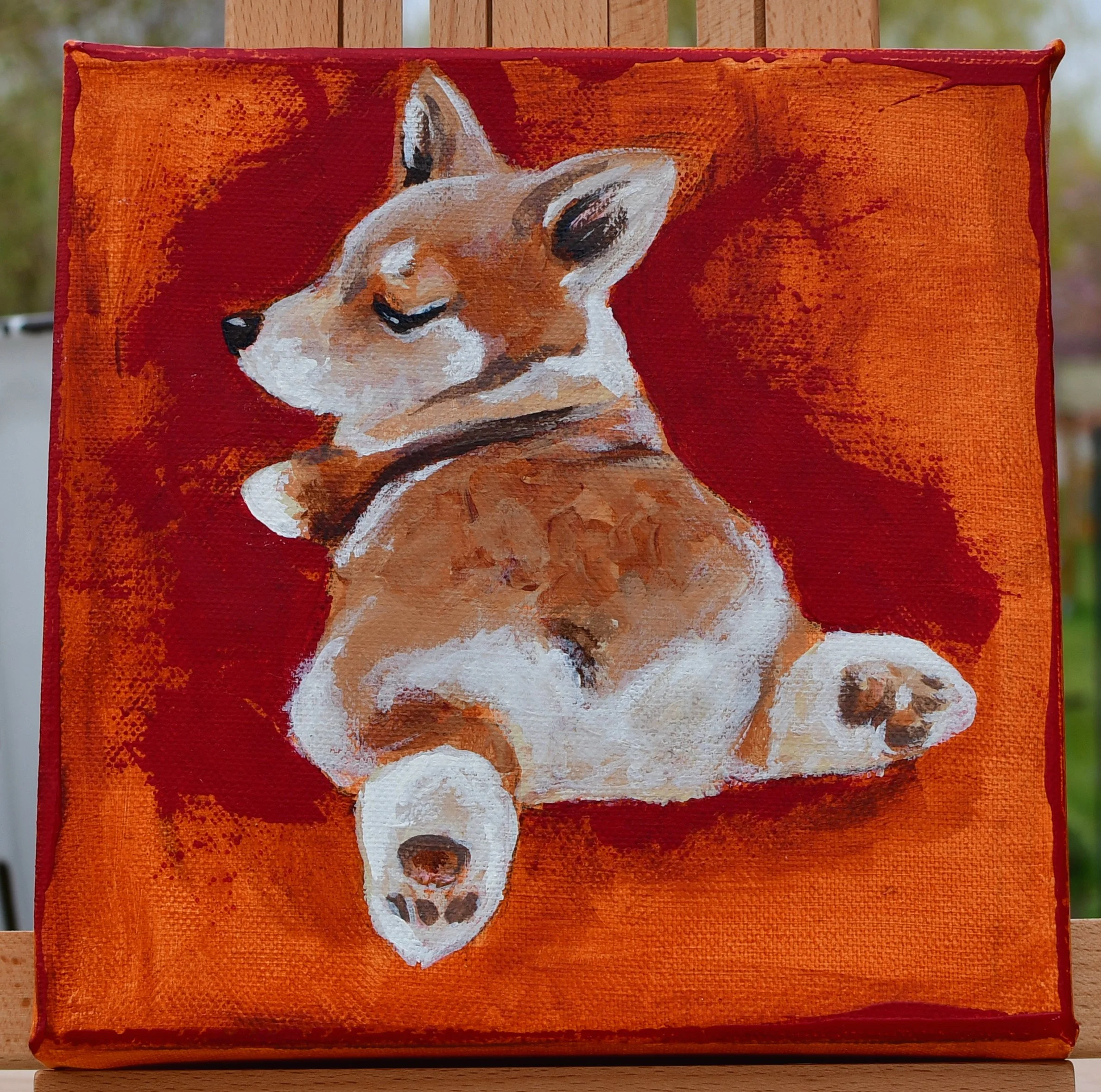 Corgi from the WITHIN – The Pack series by August in Éire. An acrylic portrait celebrating charm, character, and companionship.