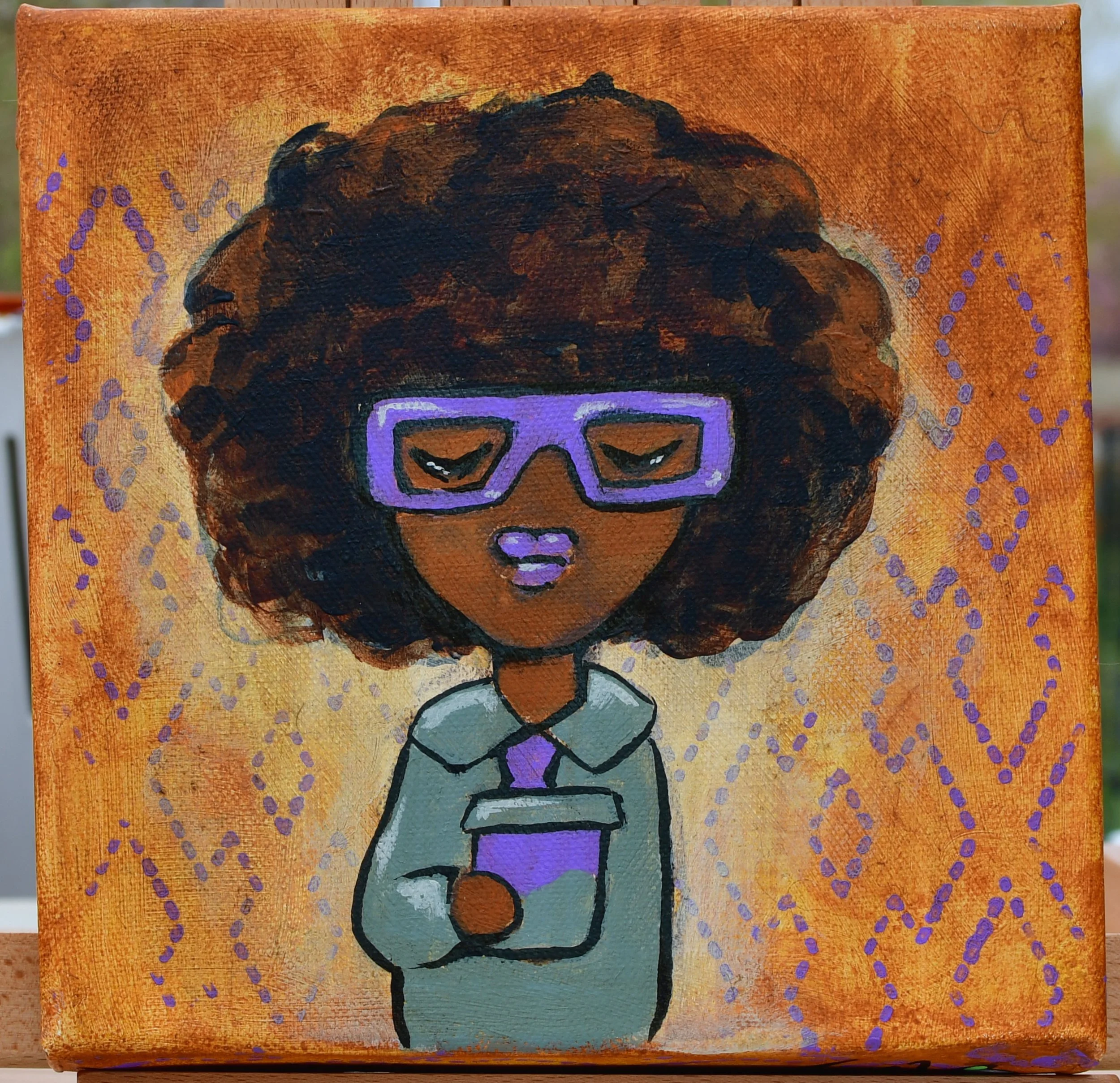 Office Lady from the WITHIN Café series by August in Éire. A acrylic portrait exploring everyday moments, thoughts, and inner worlds.