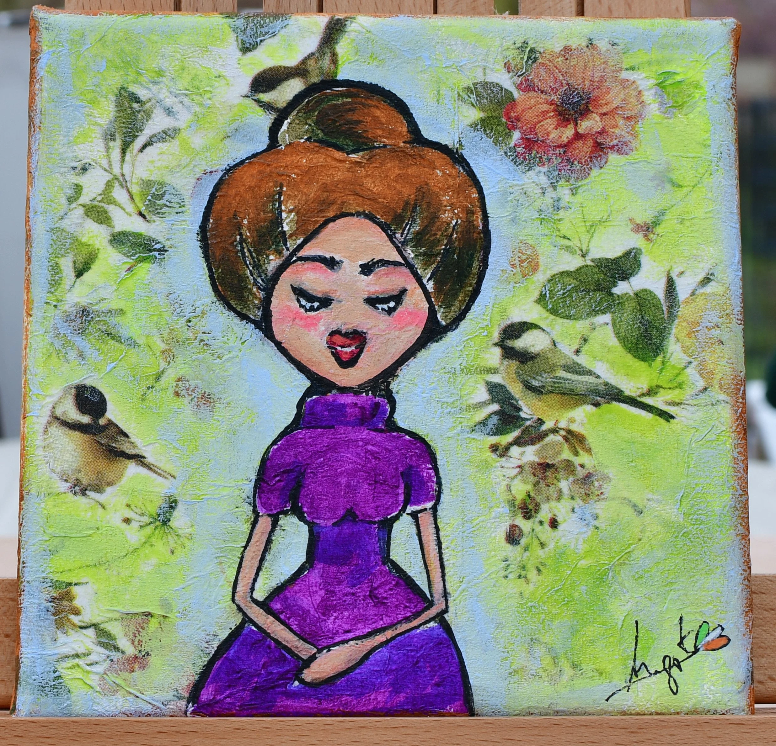Mixed media portrait from the WITHIN- Pocket series by August in Éire.