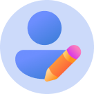Generic avatar icon with pencil, representing editing or profile editing