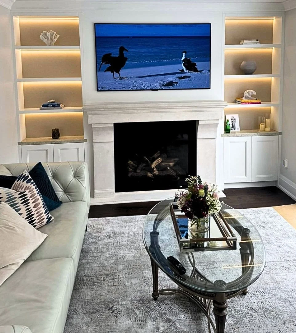 Custom built in shelving installation in a residential home by Omel Lashkiv of Best Hand Home services in Indian Land SC.
