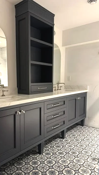 Custom bathroom cabinetry installation details in a residential home by Omel Lashkiv of Best Hand Home Services in Indian Land SC.