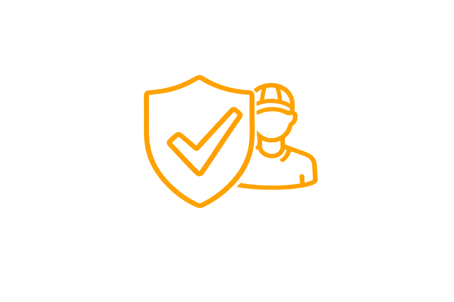 Glowing orange security shield with checkmark, representing protection or security, against a blurred dark background.