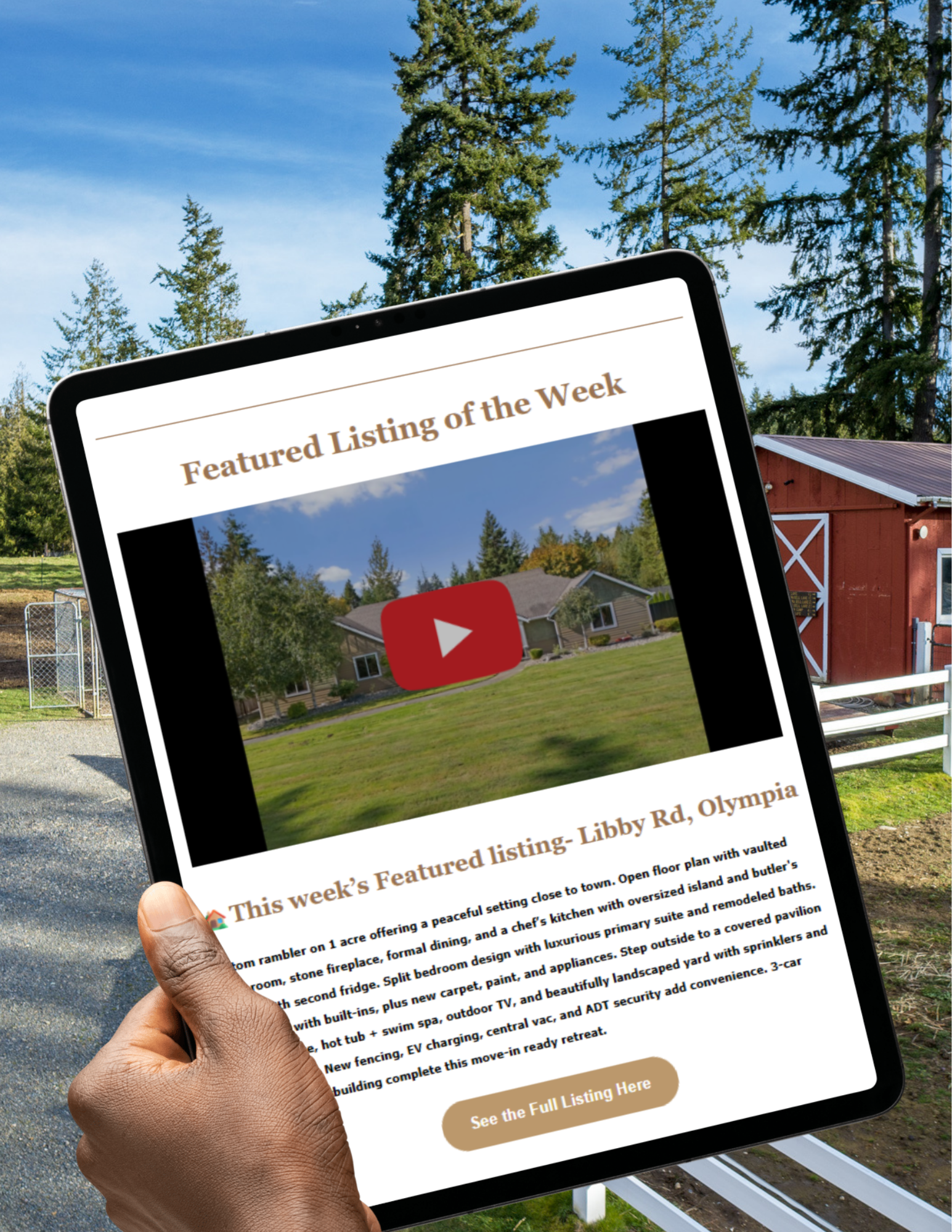 PNW Horse Properties real estate newsletter featuring a rural property listing in the Pacific Northwest.