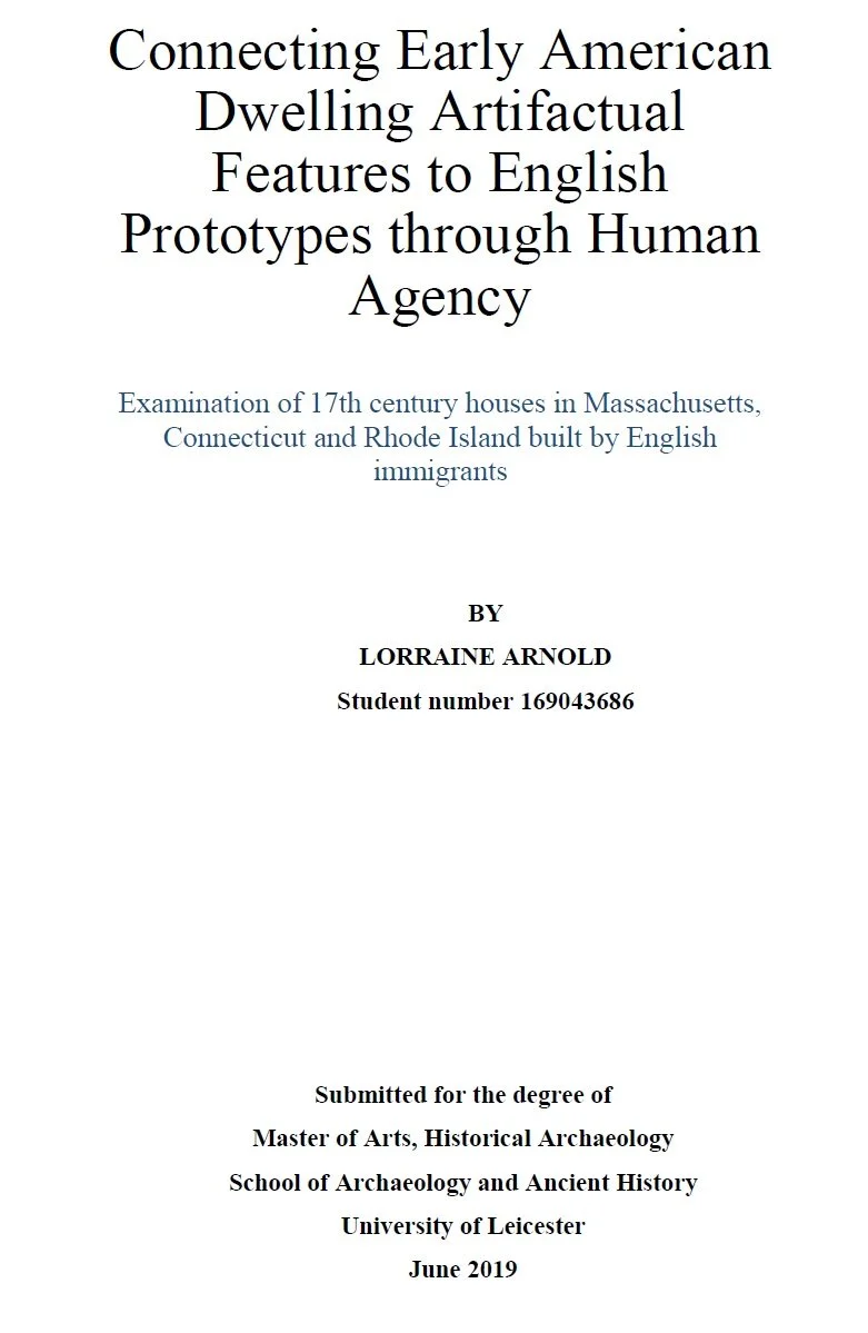 This study looks at the connection between early American dwelling artifactural features and English prototypes as it relates to human agency. This is accomplished by diachronically examining who and what "agency" is and how behavior is manifested in