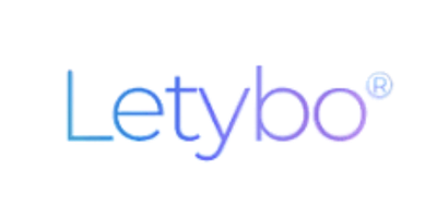 Letypo logo in blue and purple text against a black background.