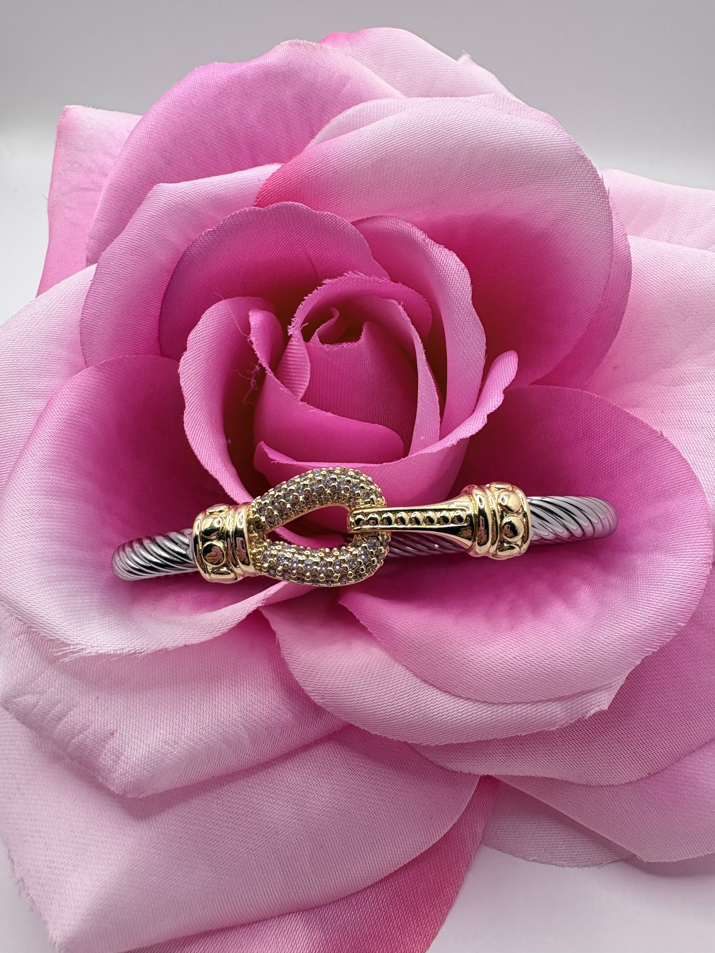 Crystal Elegance Silver Cable Bracelet