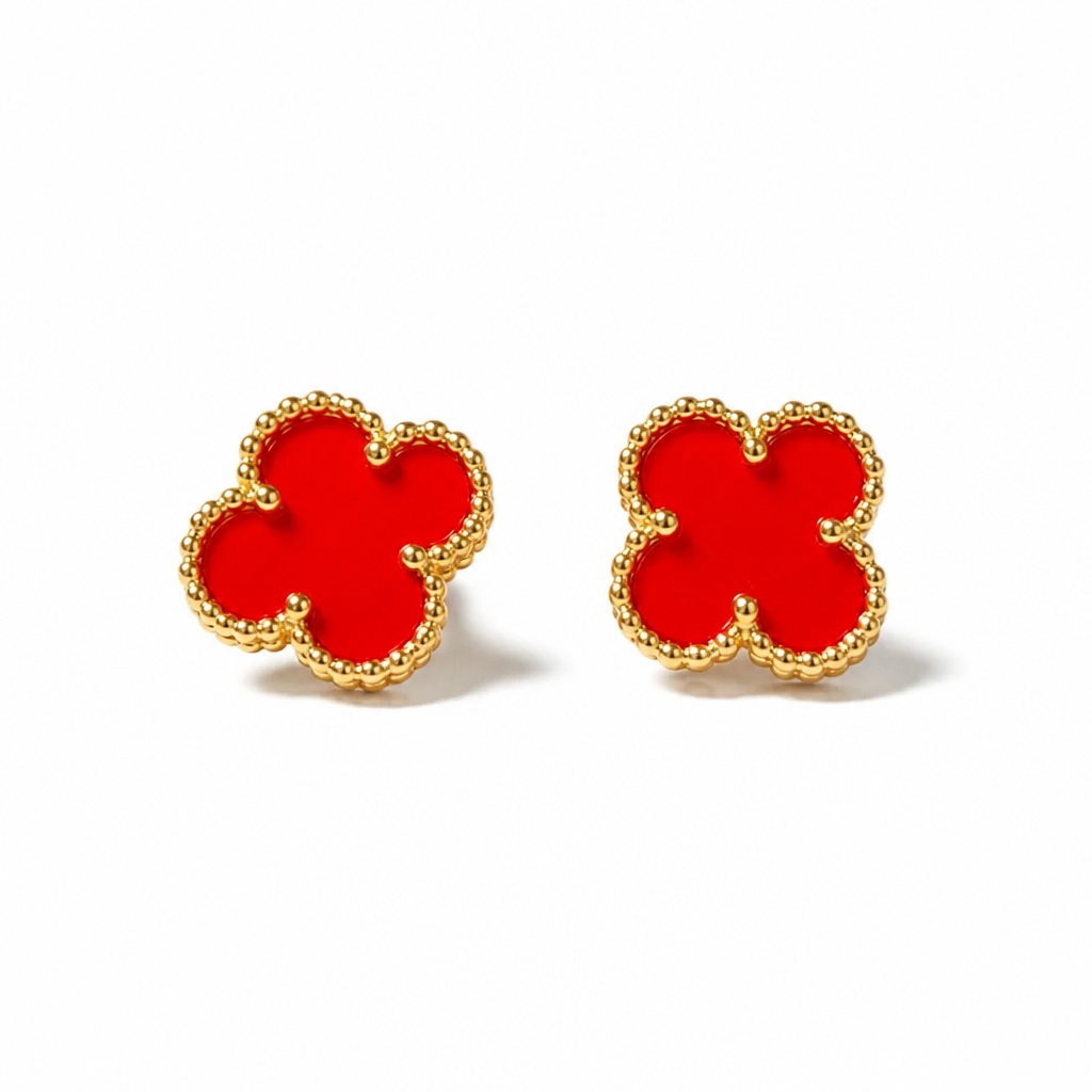 Designer-Inspired Gold-Filled Clover Earrings Set